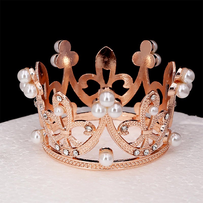Hazyore 3 Pieces Crown Cake Topper  Princess Little Crown Alloy Pink Silver Crown Mini Crown Children's Birthday Cake Baking Decoration Paper Cup Cake Decoration - Image 3
